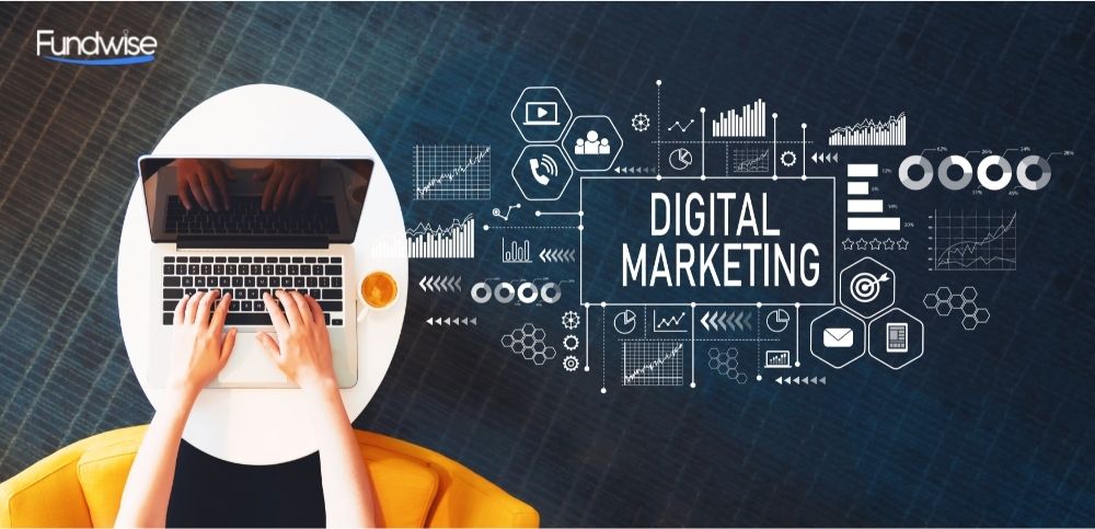 Digital Marketing with person using a laptop