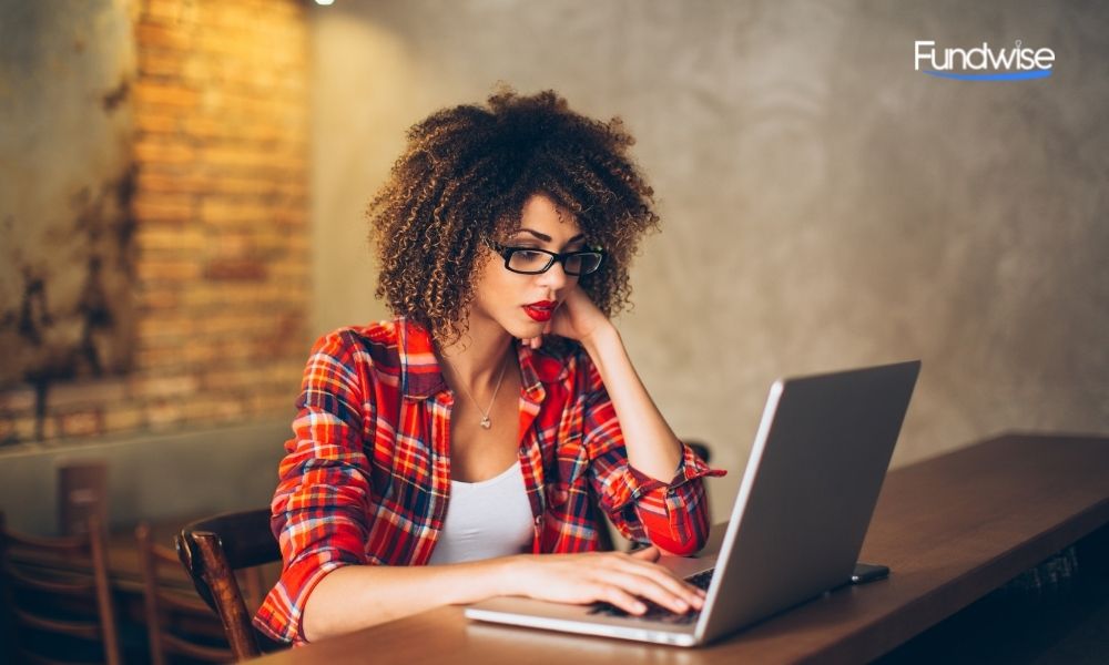 businesswoman working on laptop